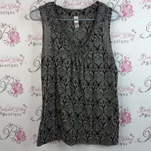 Velvet rose tank top paisley floral ornate Black and Gray Lace Pattern Tank Top